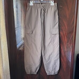 New Zara Brown Wide Cargo Jogger Pants